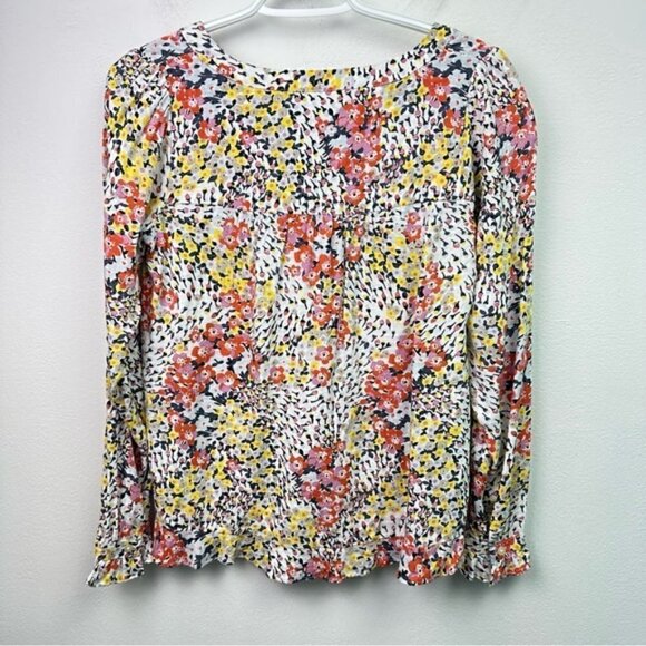 NWT Loft Floral Long Sleeve Patterned V-neck Blouse Size XXSP - Picture 8 of 8